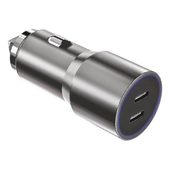 Winner Group - Зарядно за кола 2xUSB-C Power Delivery 60W сребрист