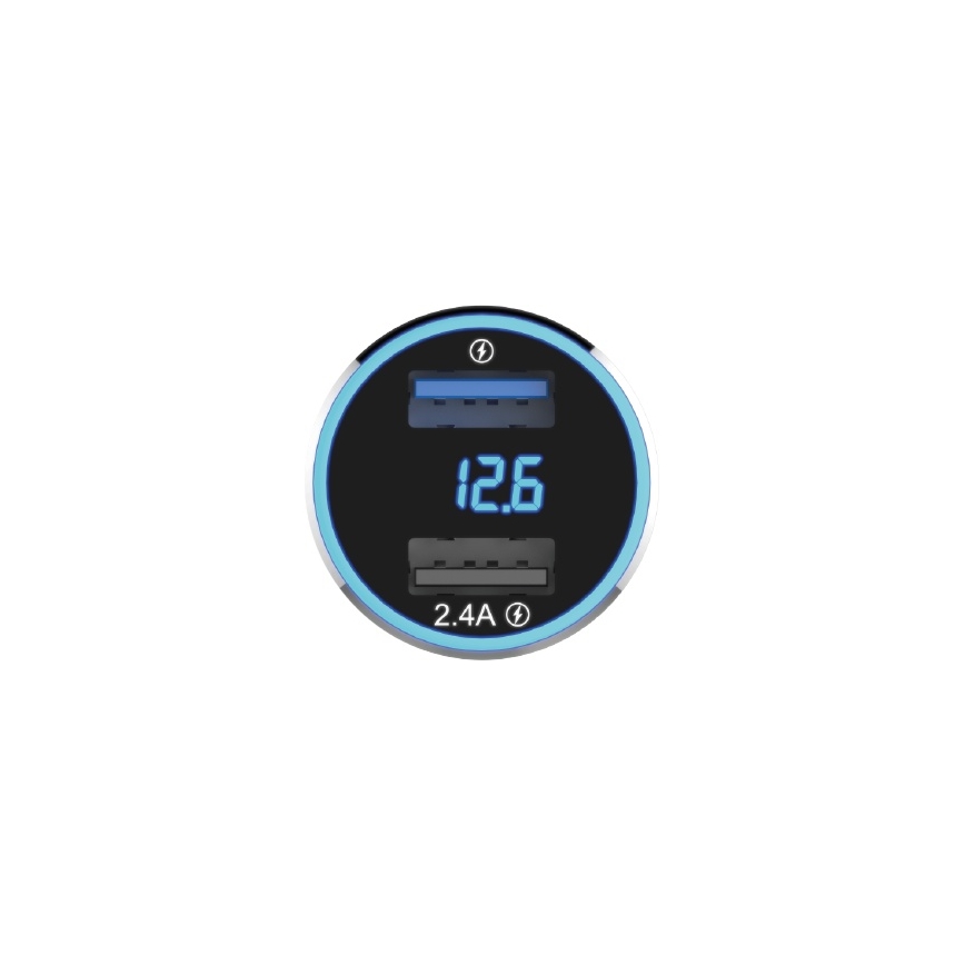 Winner Group - Зарядно за кола с дисплей 2xUSB-A Power Delivery 30W черен