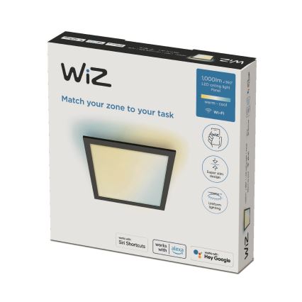 WiZ - LED Димируем плафон SUPERSLIM LED/12W/230V 2700-6500K Wi-Fi черен