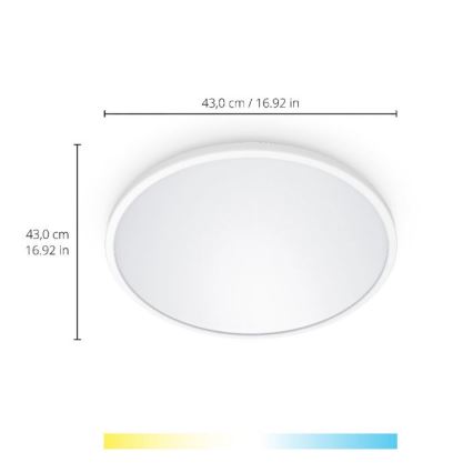 WiZ - LED Димируем плафон SUPERSLIM LED/22W/230V 2700-6500K Wi-Fi бял