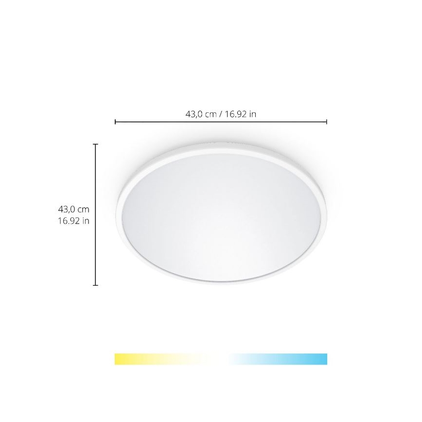 WiZ - LED Димируем плафон SUPERSLIM LED/22W/230V 2700-6500K Wi-Fi бял