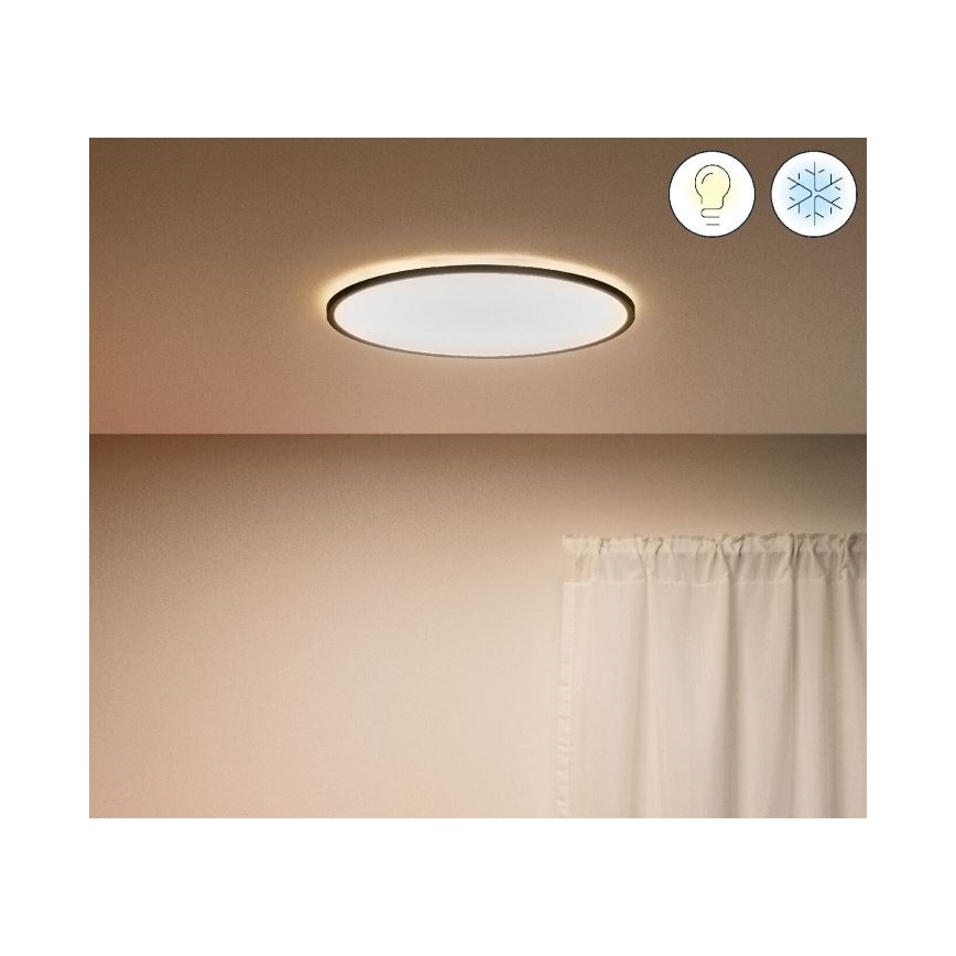 WiZ - LED Димируем плафон SUPERSLIM LED/22W/230V 2700-6500K Wi-Fi черен
