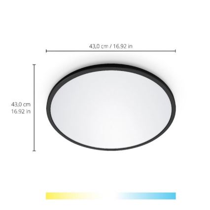 WiZ - LED Димируем плафон SUPERSLIM LED/22W/230V 2700-6500K Wi-Fi черен
