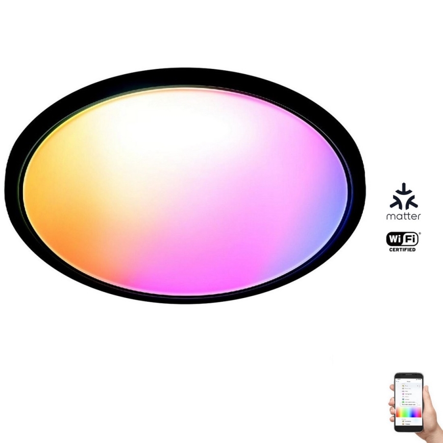 WiZ - LED RGB Димируем плафон SUPERSLIM LED/22W/230V 2700-6500K Wi-Fi черен