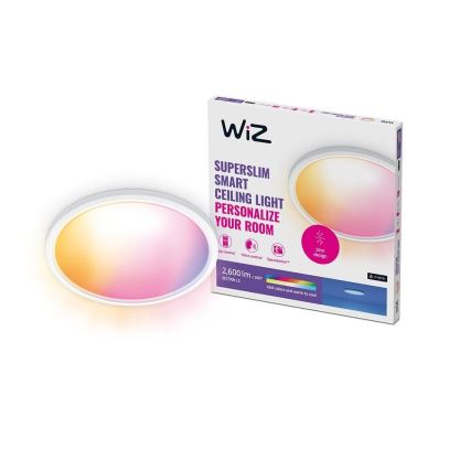 WiZ - LED RGB Димируем плафон SUPERSLIM LED/22W/230V 2700-6500K Wi-Fi бял