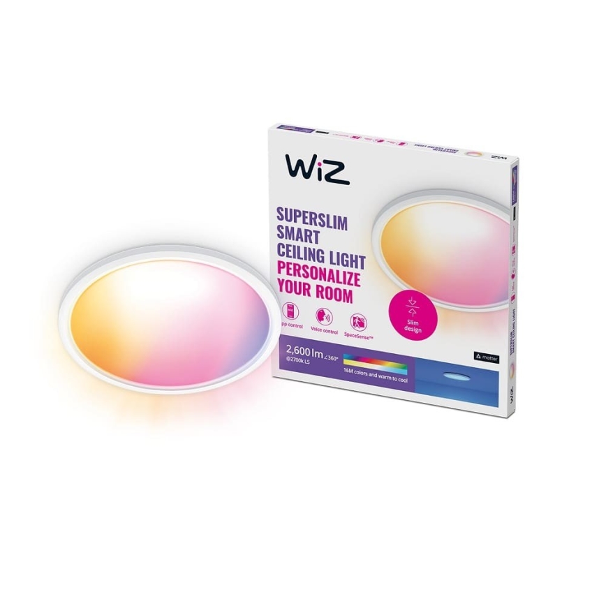 WiZ - LED RGB Димируем плафон SUPERSLIM LED/22W/230V 2700-6500K Wi-Fi бял