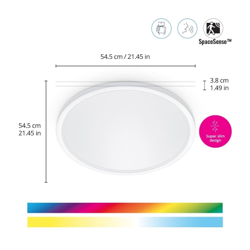 WiZ - LED RGB Димируем плафон SUPERSLIM LED/32W/230V 2700-6500K Wi-Fi бял