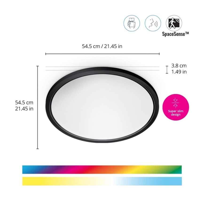 WiZ - LED RGB Димируем плафон SUPERSLIM LED/32W/230V 2700-6500K Wi-Fi черен