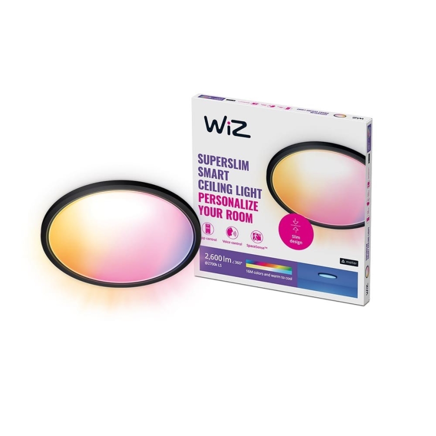 WiZ - LED RGB Димируем плафон SUPERSLIM LED/32W/230V 2700-6500K Wi-Fi черен