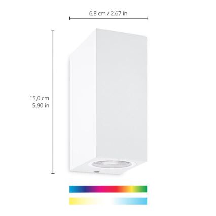 WiZ - LED RGBW Димируем аплик UP&DOWN 2xGU10/4,7W/230V 2200-6500K Wi-Fi CRI 90 бял