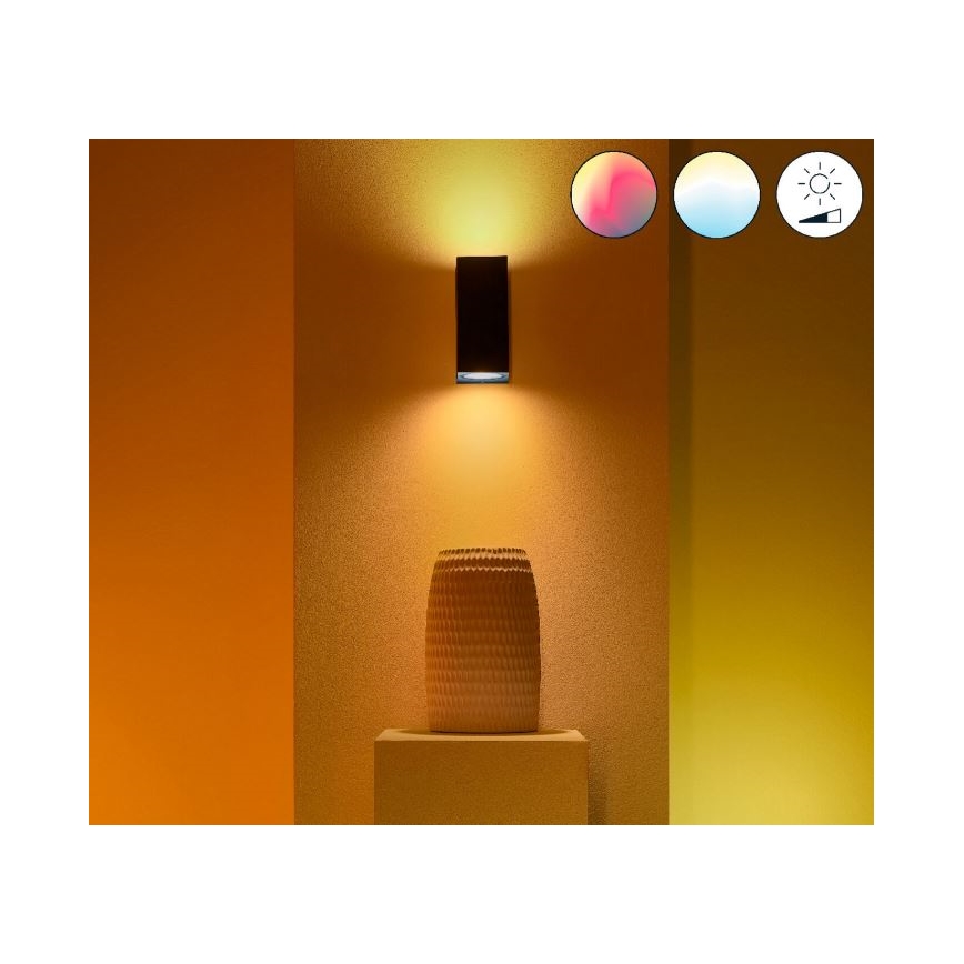 WiZ - LED RGBW Димируем аплик UP&DOWN 2xGU10/4,7W/230V 2200-6500K Wi-Fi CRI 90 черен