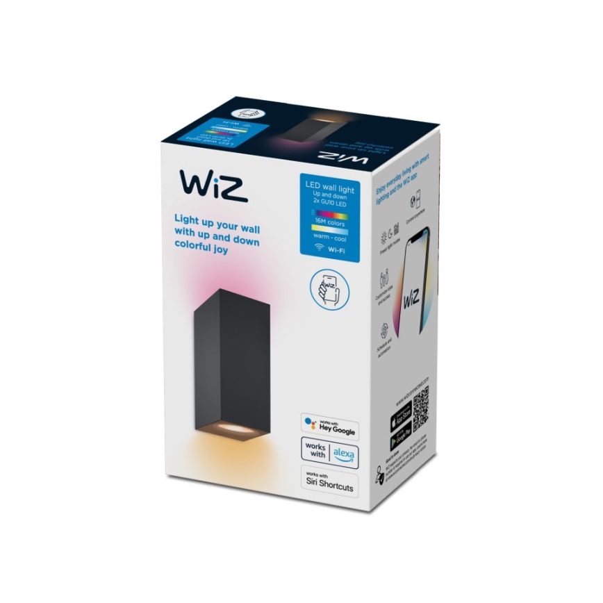 WiZ - LED RGBW Димируем аплик UP&DOWN 2xGU10/4,7W/230V 2200-6500K Wi-Fi CRI 90 черен