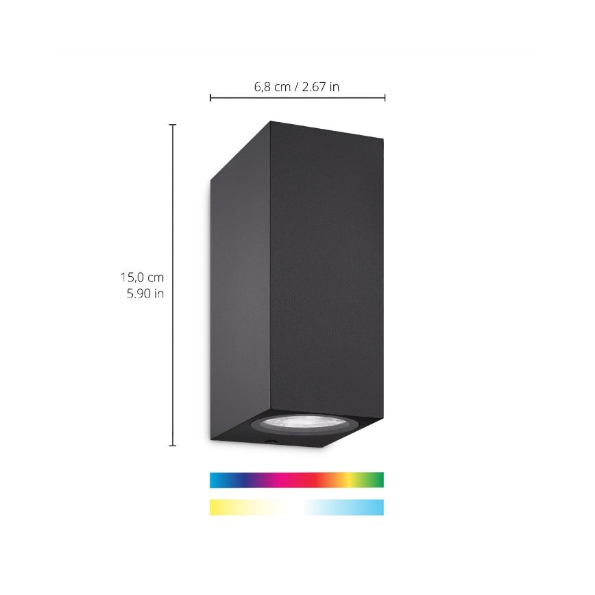 WiZ - LED RGBW Димируем аплик UP&DOWN 2xGU10/4,7W/230V 2200-6500K Wi-Fi CRI 90 черен