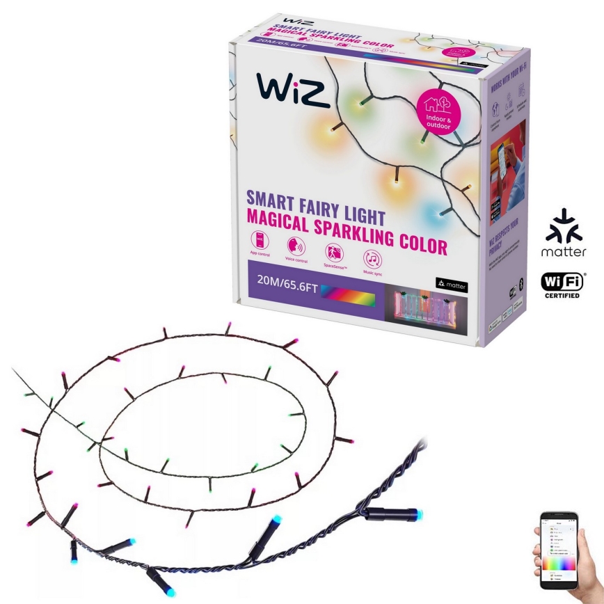 WiZ - LED RGBW Димируем екстериорен верига 160xLED 20m IP44 2700-5000K Wi-Fi