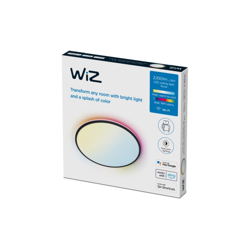 WiZ - LED RGBW Димируем плафон RUNE LED/21W/230V 2200-6500K Wi-Fi черен