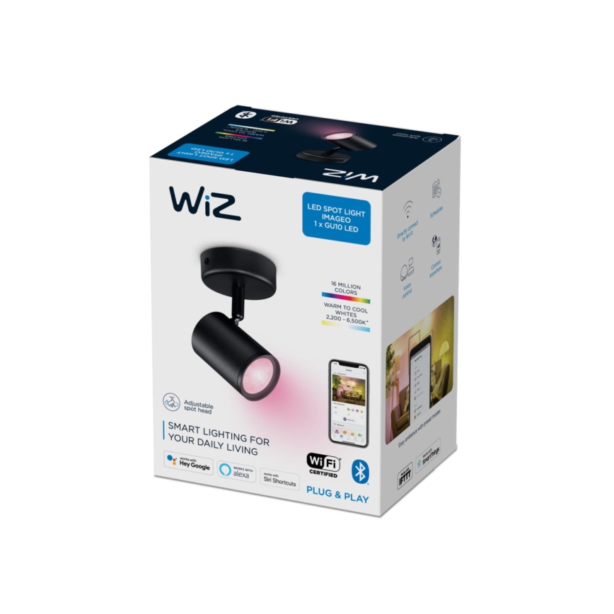 WiZ - LED RGBW Димируем спот IMAGEO 1xGU10/4,9W/230V CRI 90 Wi-Fi черен