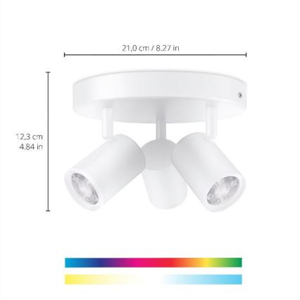 WiZ - LED RGBW Димируем спот IMAGEO 3xGU10/4,9W/230V 2200-6500K Wi-Fi CRI 90 бял