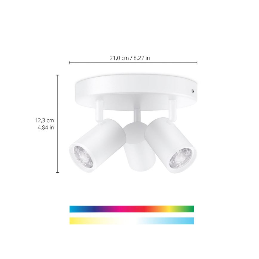 WiZ - LED RGBW Димируем спот IMAGEO 3xGU10/4,9W/230V 2200-6500K Wi-Fi CRI 90 бял