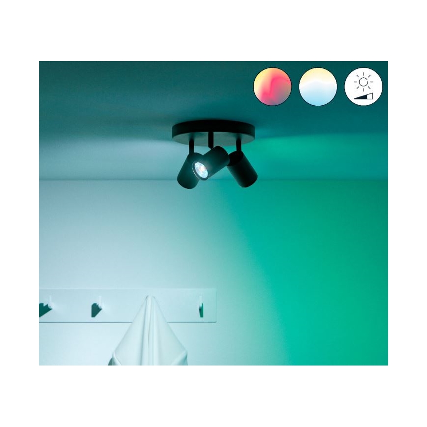 WiZ - LED RGBW Димируем спот IMAGEO 3xGU10/4,9W/230V 2200-6500K Wi-Fi CRI 90 черен