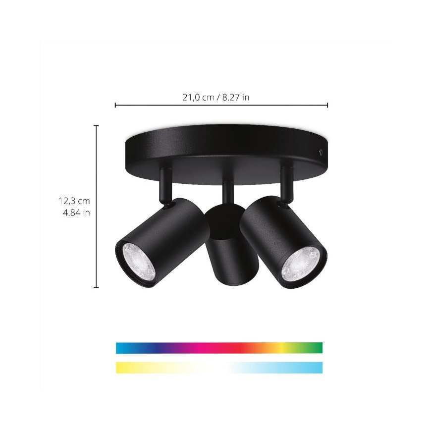 WiZ - LED RGBW Димируем спот IMAGEO 3xGU10/4,9W/230V 2200-6500K Wi-Fi CRI 90 черен