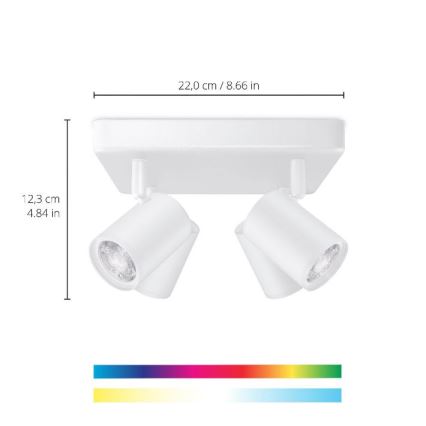 WiZ - LED RGBW Димируем спот IMAGEO 4xGU10/4,9W/230V 2200-6500K Wi-Fi CRI 90 бял