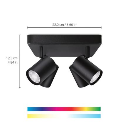 WiZ - LED RGBW Димируем спот IMAGEO 4xGU10/4,9W/230V 2200-6500K Wi-Fi CRI 90 черен