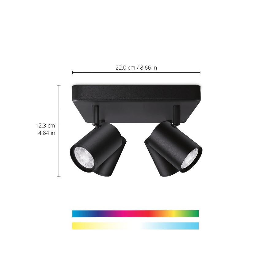 WiZ - LED RGBW Димируем спот IMAGEO 4xGU10/4,9W/230V 2200-6500K Wi-Fi CRI 90 черен
