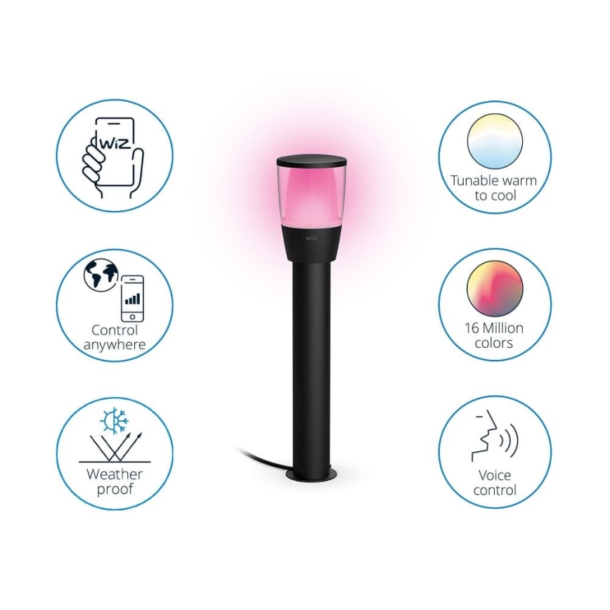 WiZ - LED RGBW Димируема екстериорна лампа ELPAS LED/4,8W/12/230V 2700-5000K IP65 Wi-Fi