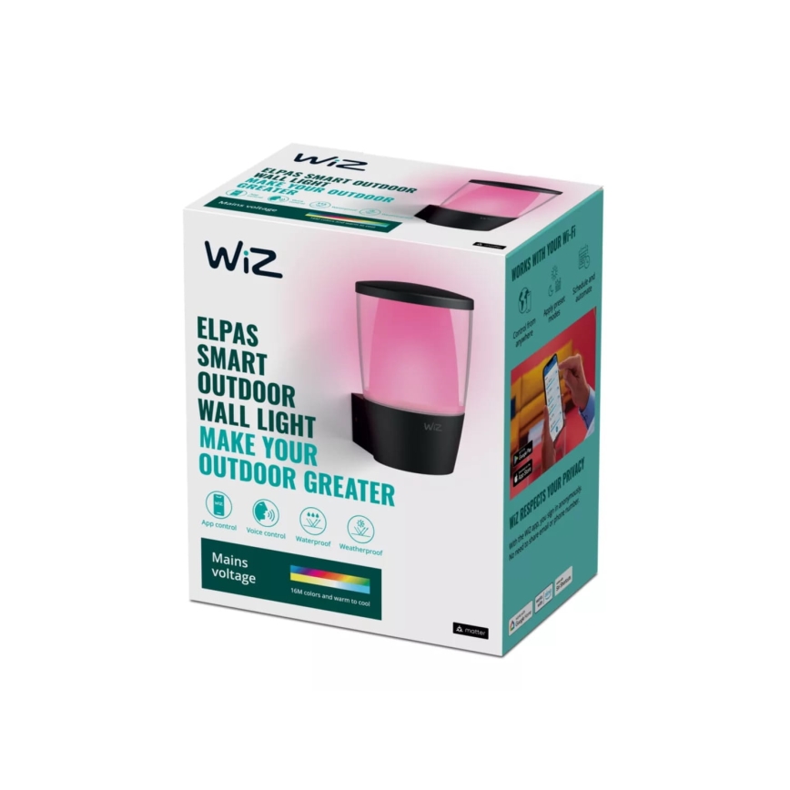 WiZ - LED RGBW Димируем екстериорен аплик ELPAS LED/8,5W/230V 2700–5000K IP44 Wi-Fi