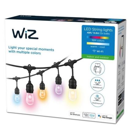 WiZ - LED RGBW Димируеми екстериорни лампички 12xLED 14,4м IP65 2700-5000K Wi-Fi
