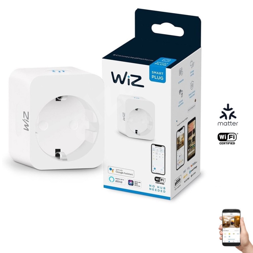 WiZ - Смарт щепсел F 2300W Wi-Fi SCHUKO