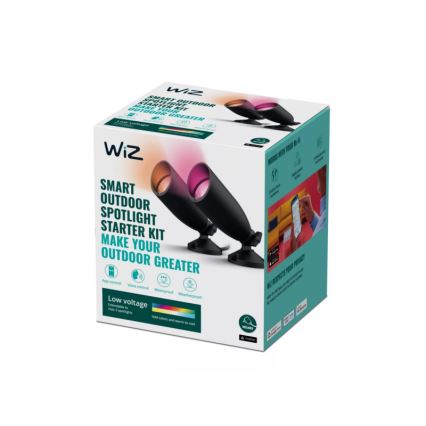 WiZ -К-кт 2x LED RGBW Димируема екстериорна лампа SPOT LED/10W/230V 2700-5000K IP65 Wi-Fi