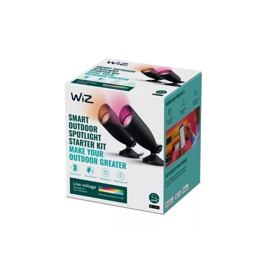 WiZ -К-кт 2x LED RGBW Димируема екстериорна лампа SPOT LED/10W/230V 2700-5000K IP65 Wi-Fi
