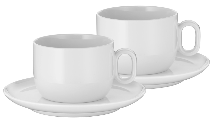 WMF - К-кт 2x Чаша за капучино с чинийка BARISTA 160 ml бял