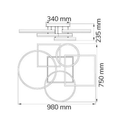 Wofi 11981 - LED Димируем полилей за повърхностен монтаж VAASA LED/80W/230V