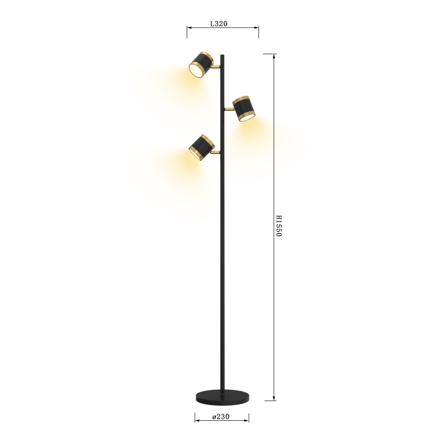 Wofi 3003-304S - LED Димируем лампион TOULOUSE LED/21W/230V черен/златист