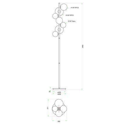 Wofi 3014-701W - LED Лампион VILLA 7xG9/3W/230V златист