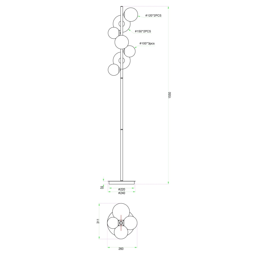 Wofi 3014-701W - LED Лампион VILLA 7xG9/3W/230V златист