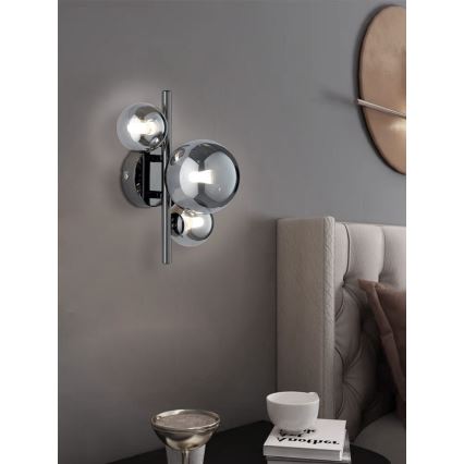 Wofi 4014.03.24.9000 - LED аплик VILLA 3xG9/3W/230V черен/лъскав хром
