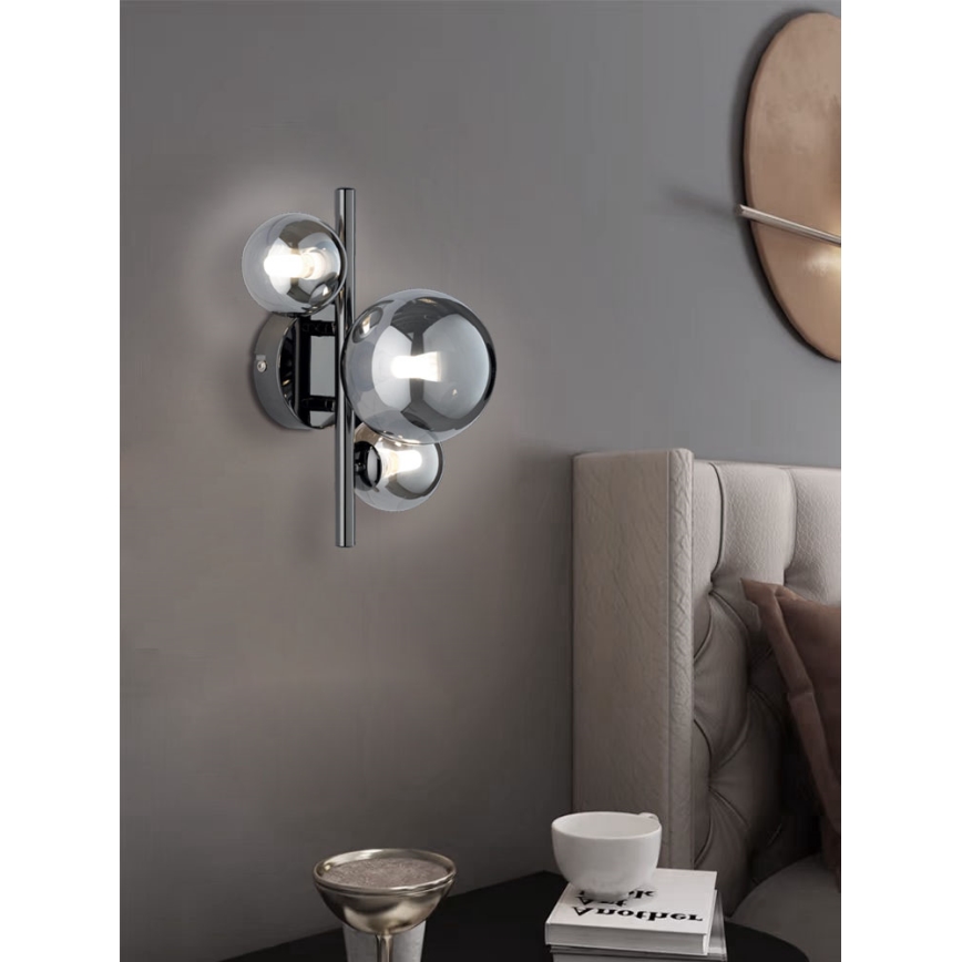 Wofi 4014.03.24.9000 - LED аплик VILLA 3xG9/3W/230V черен/лъскав хром