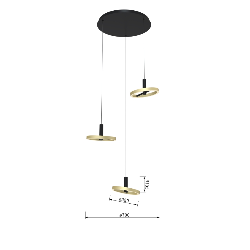 Wofi 5016-304 - LED Димируем пендел BREST LED/26W/230V черен/златист