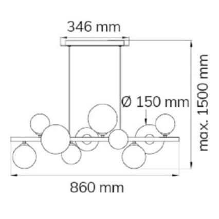 Wofi 6014.10.24.9000 - LED Пендел VILLA 10xG9/3W/230V черен/лъскав хром