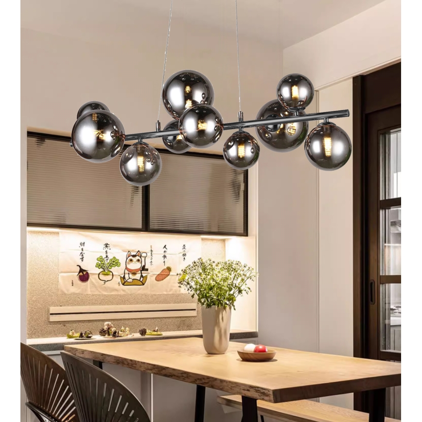 Wofi 6014.10.24.9000 - LED полилей на кабел VILLA 10xG9/3W/230V черен/лъскав хром