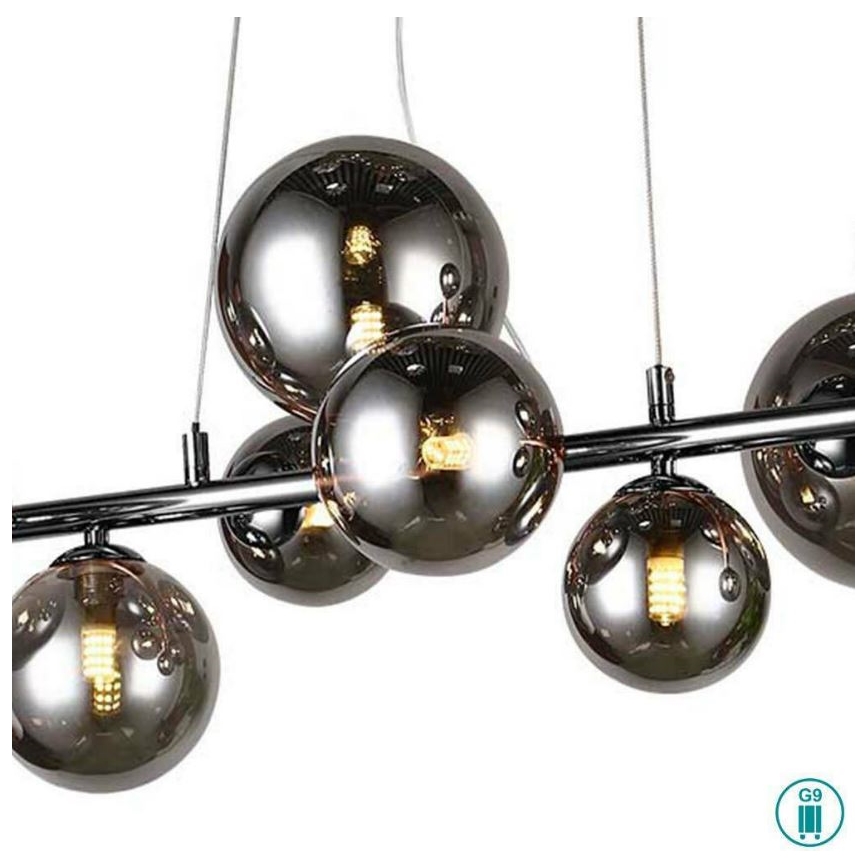 Wofi 6014.10.24.9000 - LED полилей на кабел VILLA 10xG9/3W/230V черен/лъскав хром