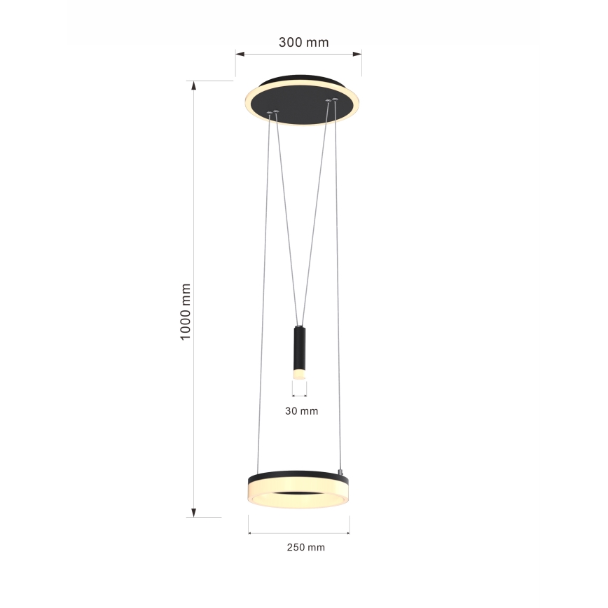 Wofi 6054-302 - LED Димируем пендел JESSE LED/15,5W/230V черен