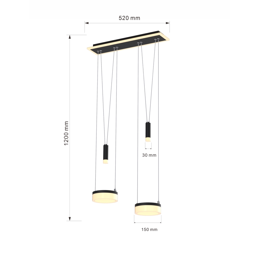 Wofi 6054-502 - LED Димируем пендел JESSE LED/21W/230V черен