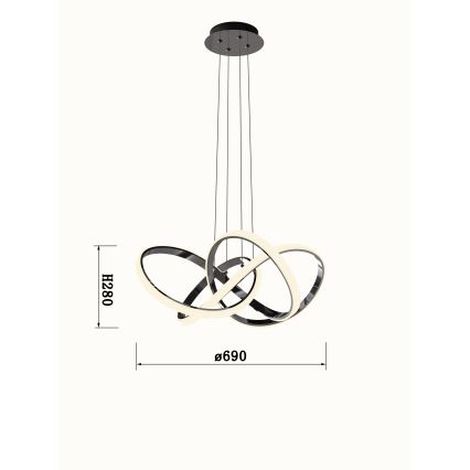 Wofi 6134-105L - LED Димируем пендел INDIGO LED/50W/230V черен/лъскав хром
