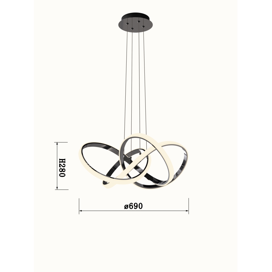 Wofi 6134-105L - LED Димируем пендел INDIGO LED/50W/230V черен/лъскав хром