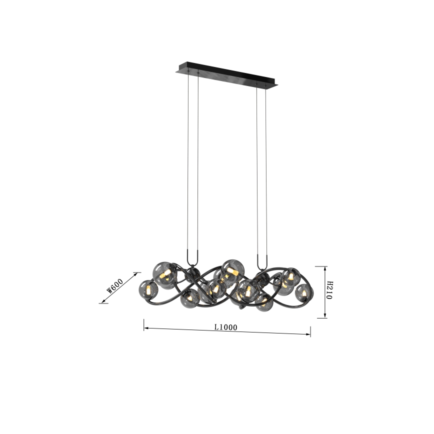 Wofi 7014-1405 - LED Пендел NANCY 14xG9/3,5W/230V черен/лъскав хром