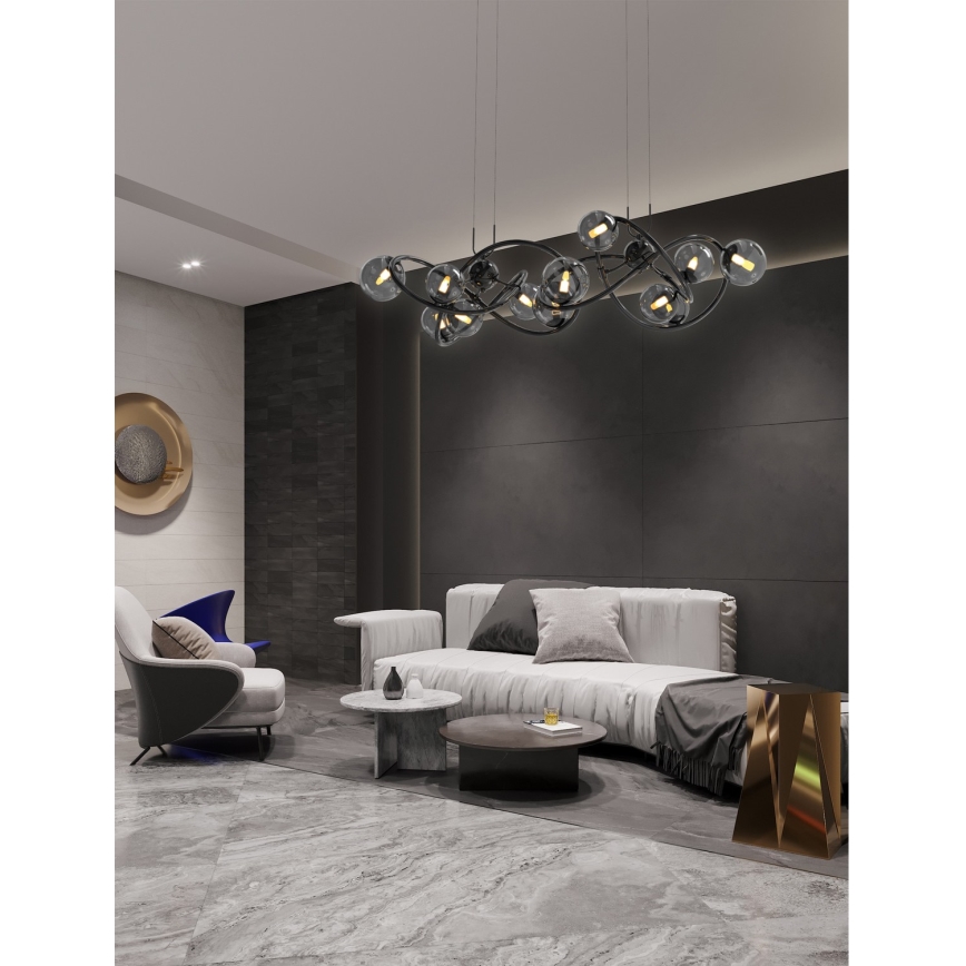 Wofi 7014-1405 - LED Пендел NANCY 14xG9/3,5W/230V черен/лъскав хром